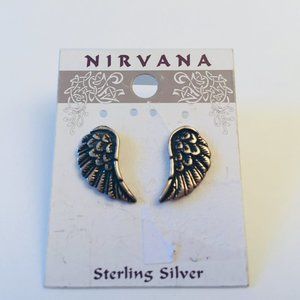 Sterling Silver Angel Wing Pierced Earrings